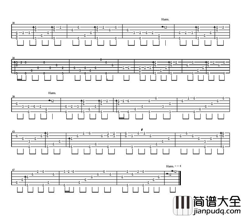 满月指弹版__芈月传_主题曲独奏谱完整版_吉他谱_汤文杰_吉他图片谱_高清