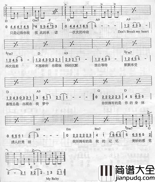Don_t_break_my_heart|认证谱|吉他谱|图片谱|高清|黑豹