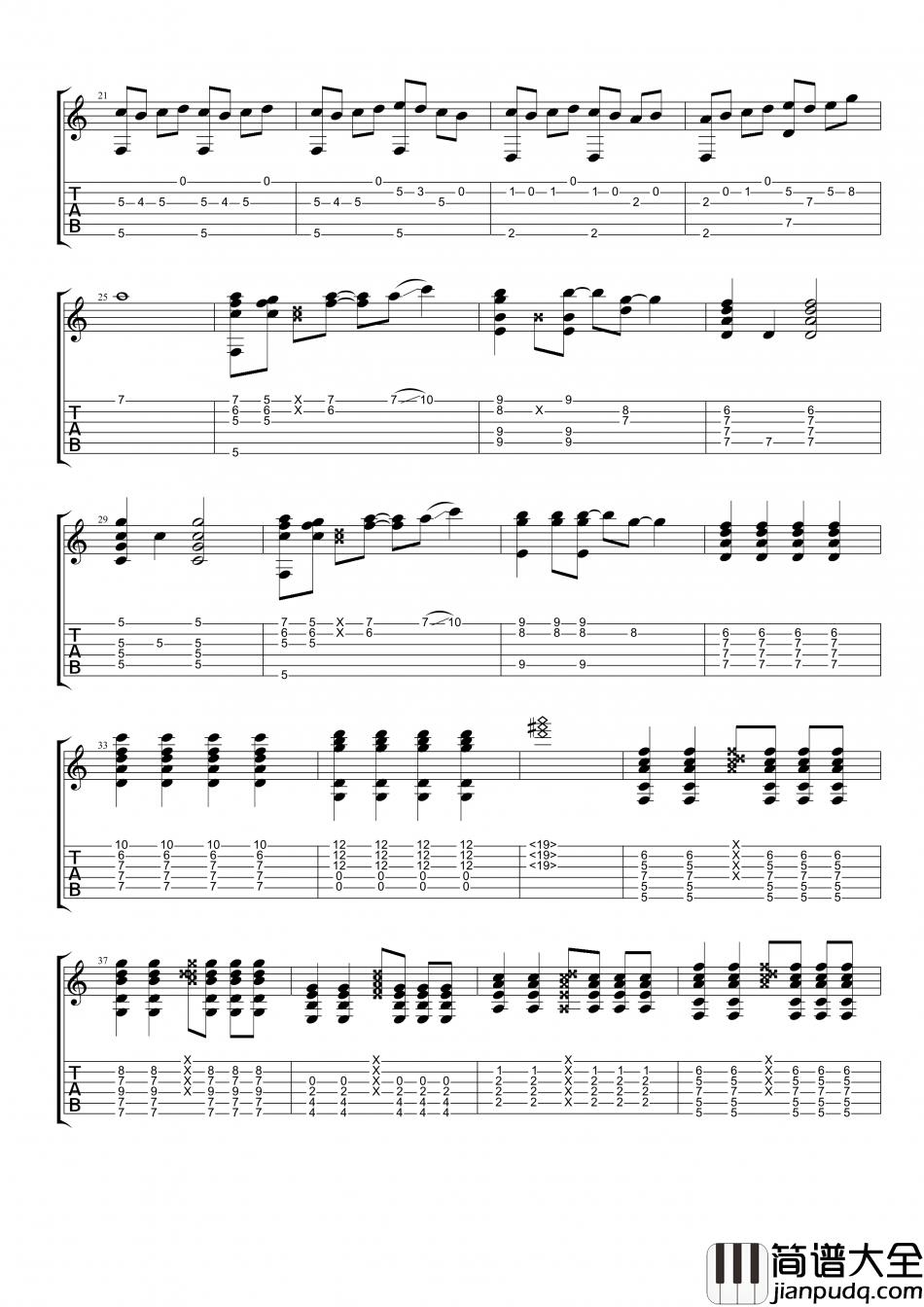 家家_命运_指弹__吉他谱_Guitar_Music_Score