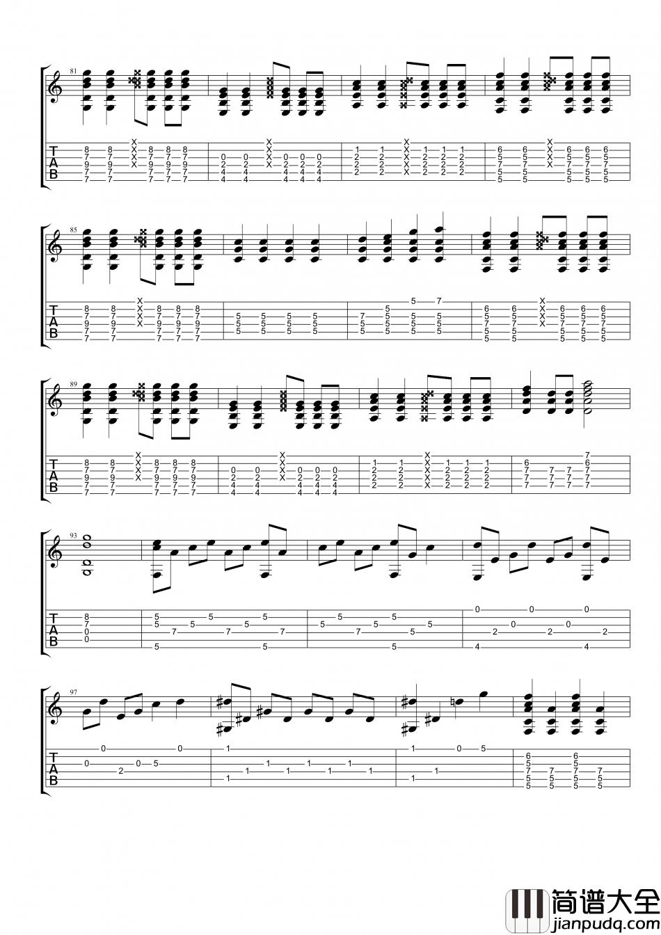 家家_命运_指弹__吉他谱_Guitar_Music_Score