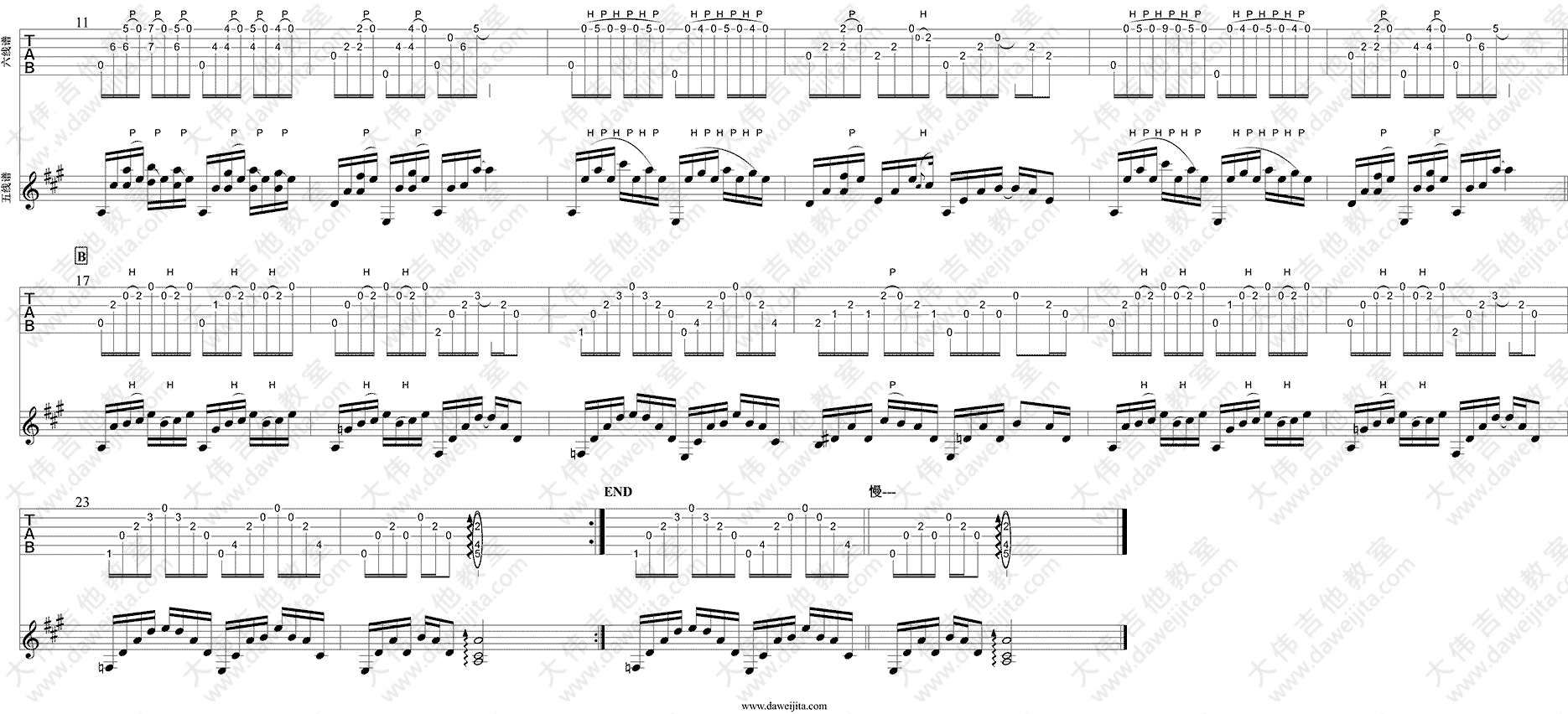 大伟_雪_指弹__吉他谱_Guitar_Music_Score
