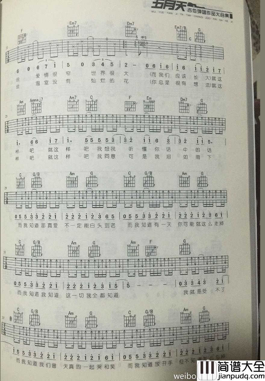五月天_而我知道_吉他谱_六线谱+吉他示范视频