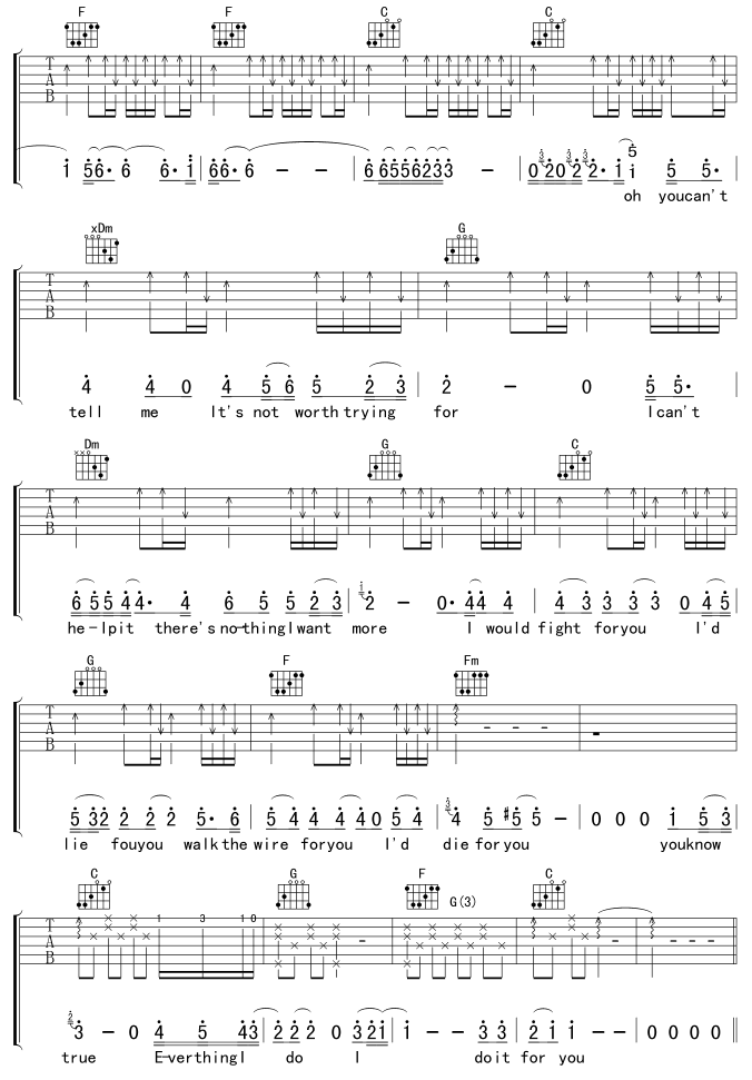 Everything_I_do_I_do_for_you|吉他谱|图片谱|高清|欧美经典