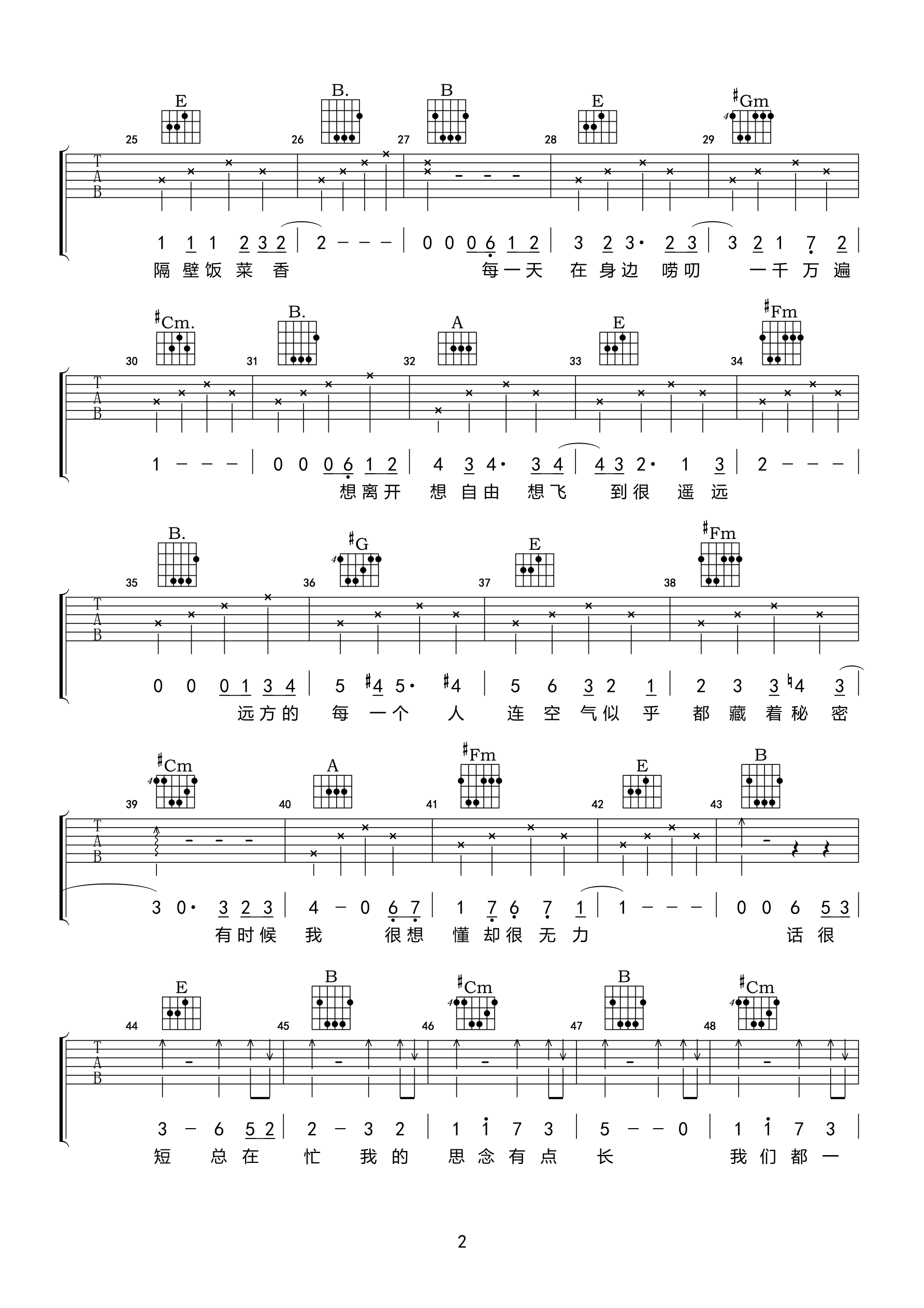 谭佑铭_开饭了_吉他谱_Guitar_Music_Score
