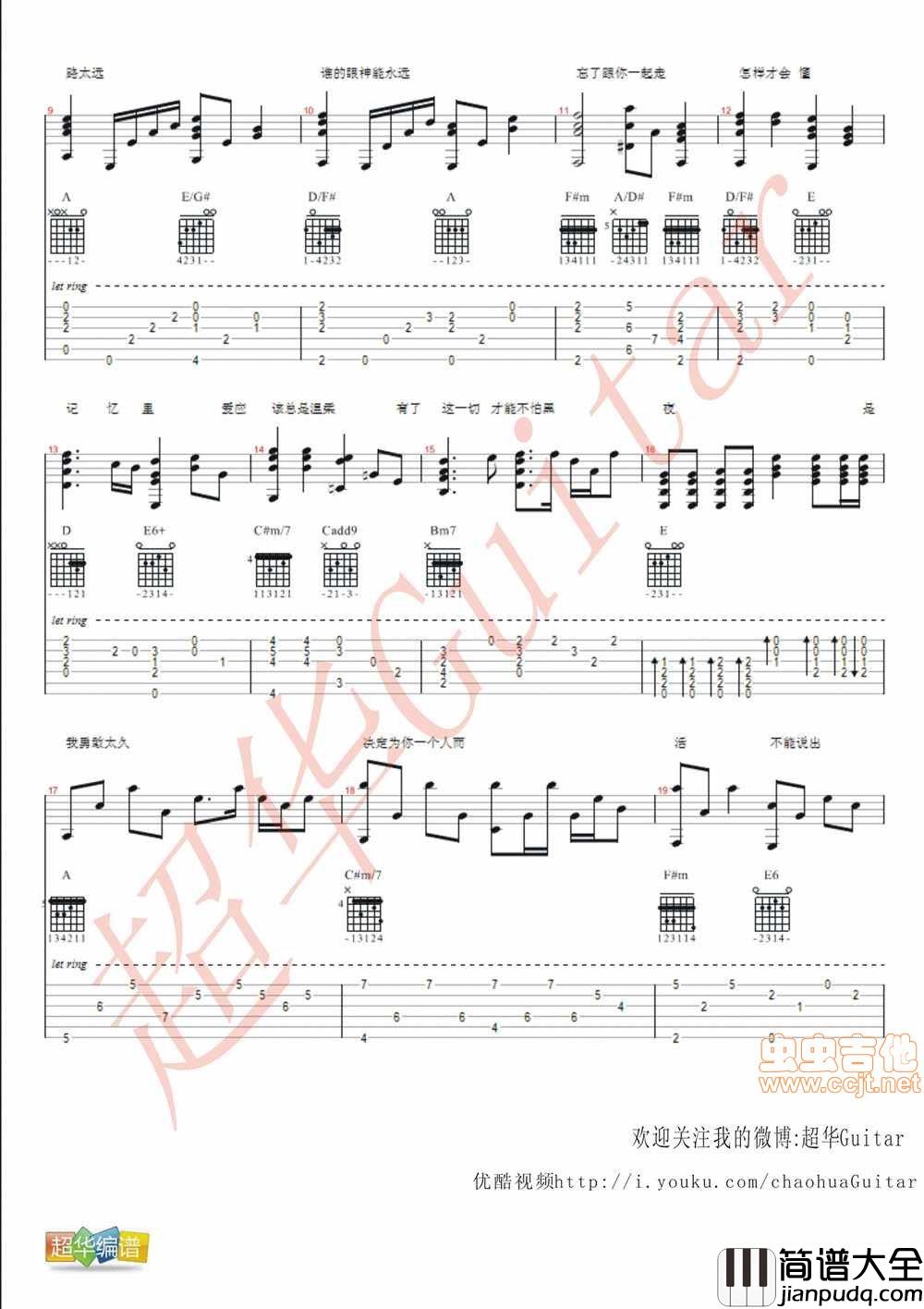 张惠妹_勇敢_男生版_超华Guitar_原版编配|吉他谱|图片谱|高清|张惠妹
