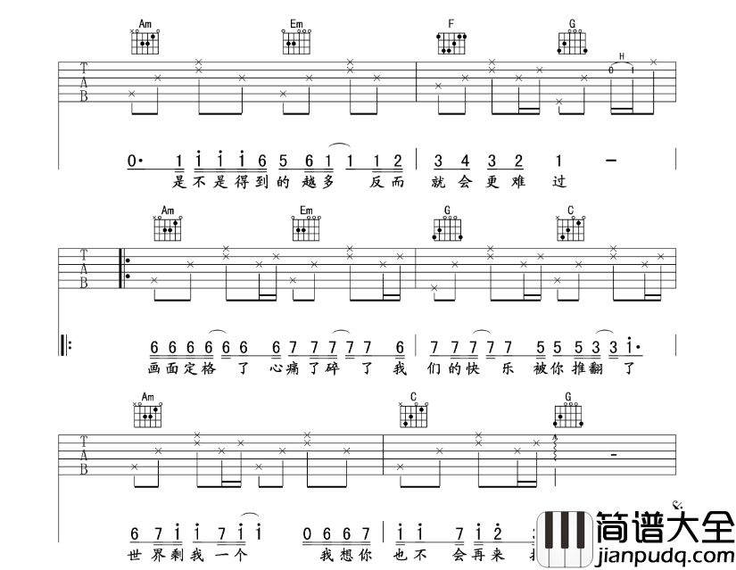 许嵩_飞蛾_吉他谱