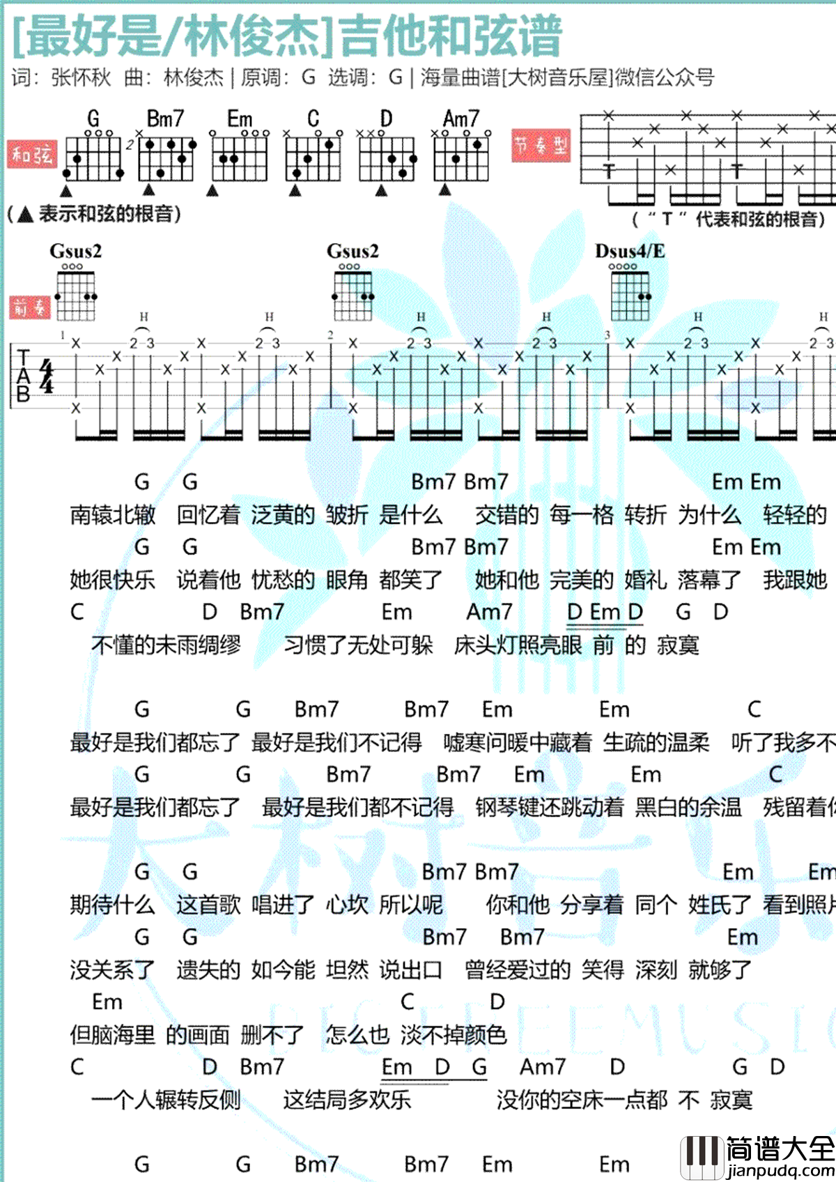 林俊杰_最好是_吉他谱_林俊杰_吉他图片谱_高清