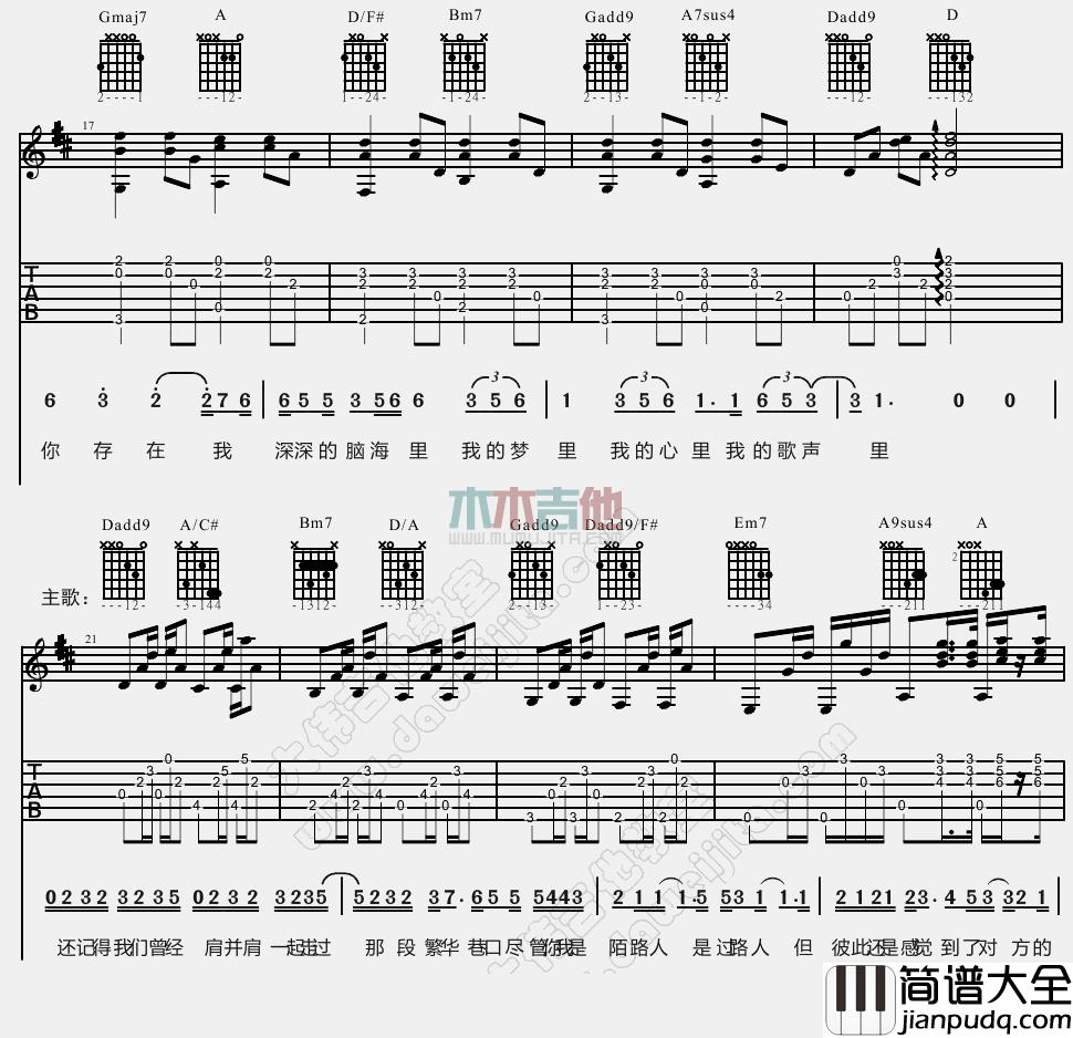 李代沫_我的歌声里_吉他谱_Guitar_Music_Score