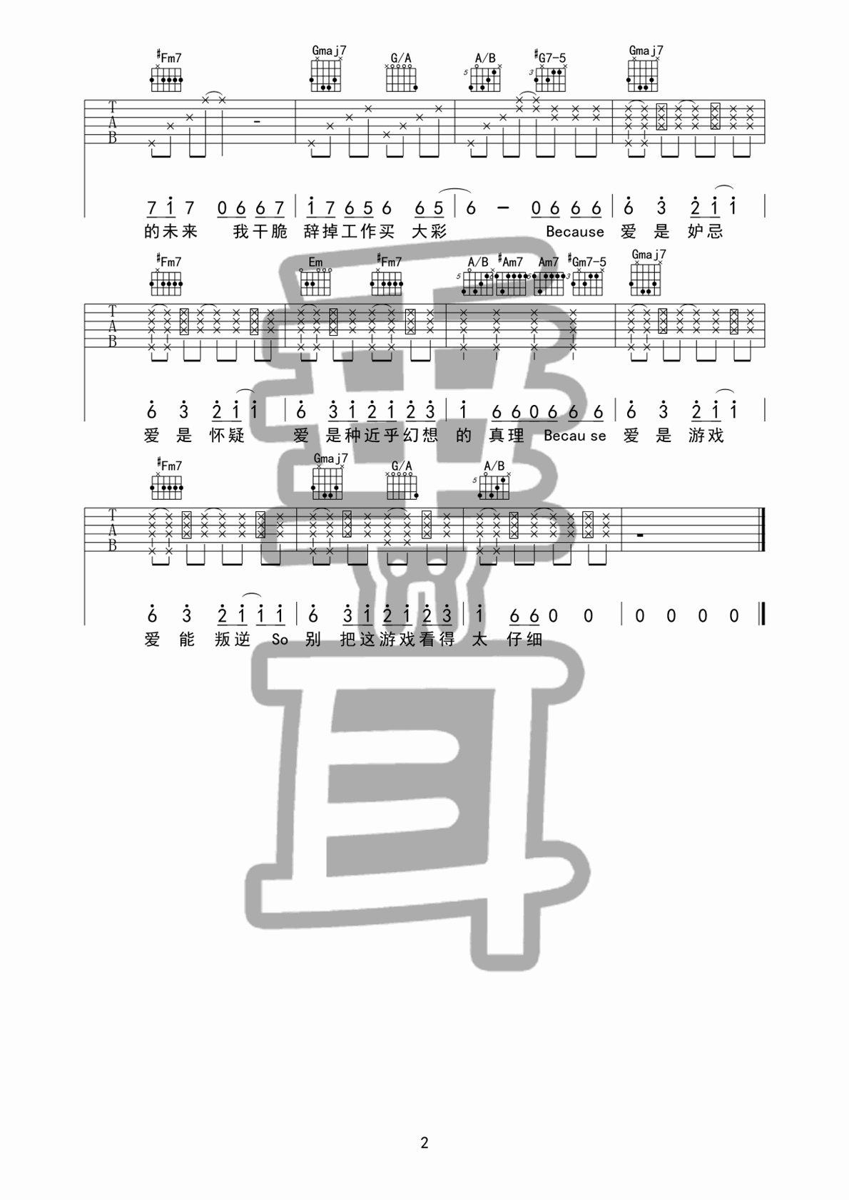 _爱是怀疑_吉他谱
