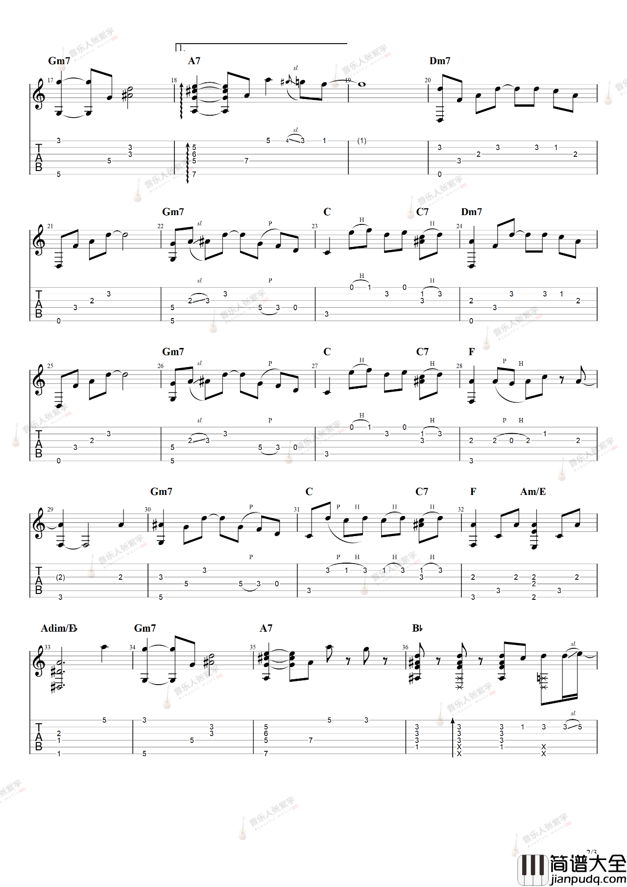 City_of_Stars吉他谱_爱乐之城主题曲_指弹独奏版吉他谱