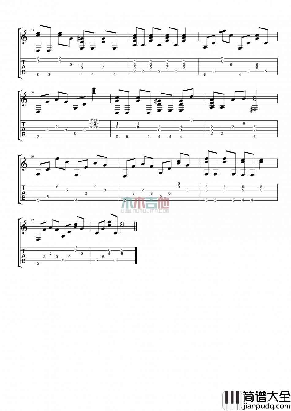 范玮琪_悄悄告诉你_指弹__吉他谱_Guitar_Music_Score
