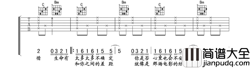 汪苏泷_等不到你_吉他谱