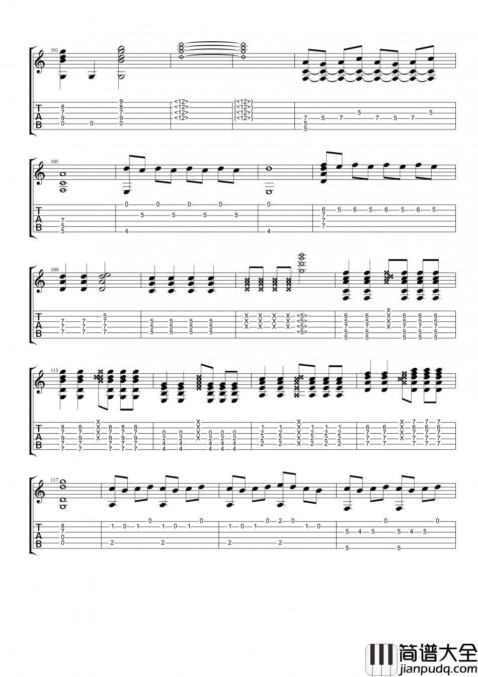 家家_命运_指弹__吉他谱_Guitar_Music_Score