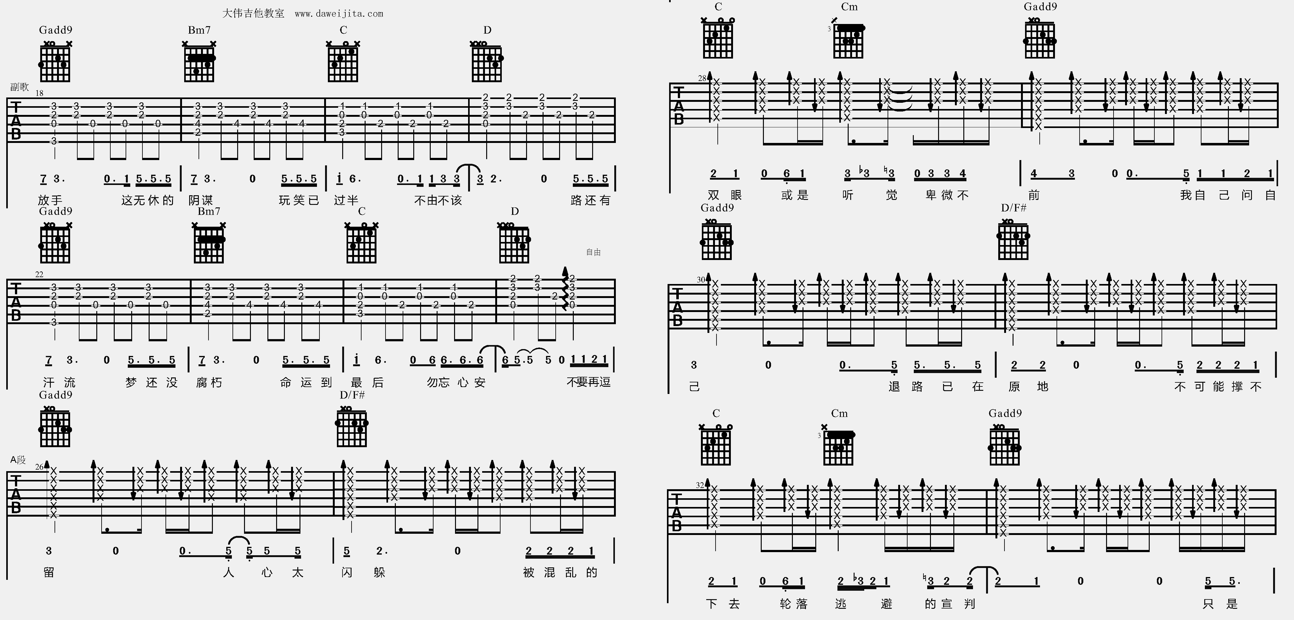张杰_勿忘心安_吉他谱(G调)_Guitar_Music_Score