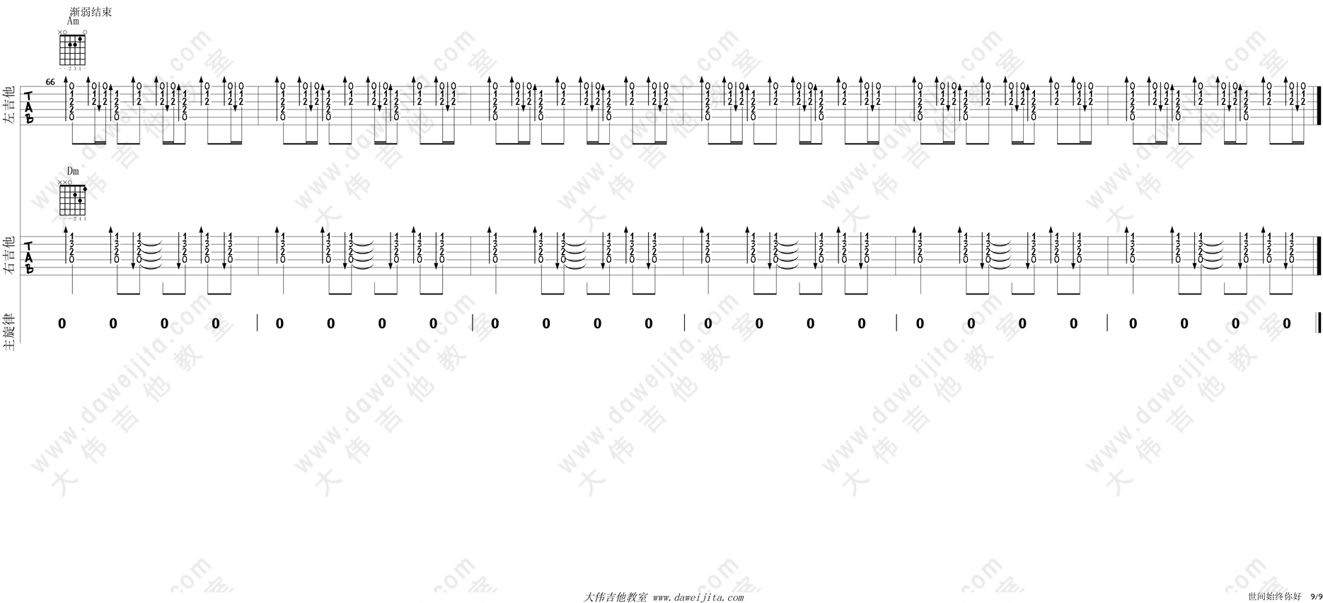 罗文,甄妮_世间始终你好_吉他谱(C调)_Guitar_Music_Score