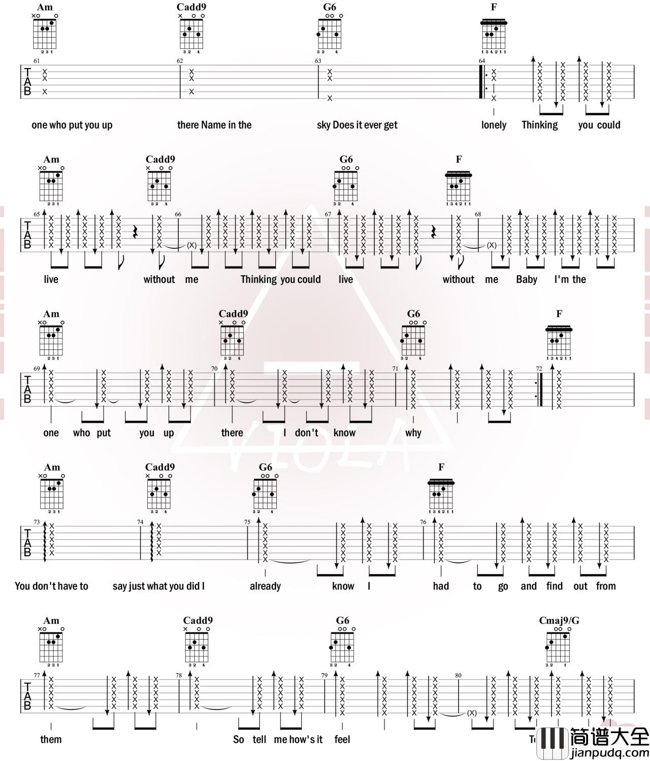 Without_Me_Halsey_图片谱标准版_吉他谱_Daram_吉他图片谱_高清