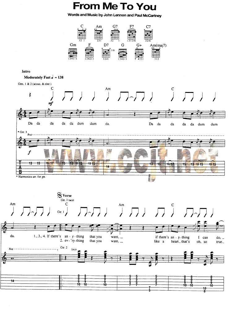 From_Me_To_you|吉他谱|图片谱|高清|Beatles|披头士