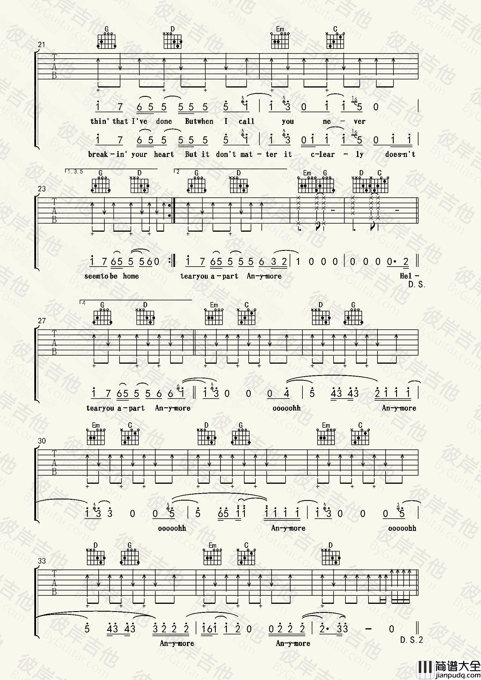 Adele_Hello_吉他谱_Guitar_Music_Score