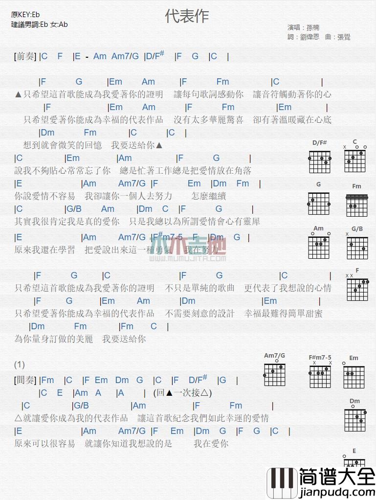 孙楠_代表作_吉他谱_Guitar_Music_Score