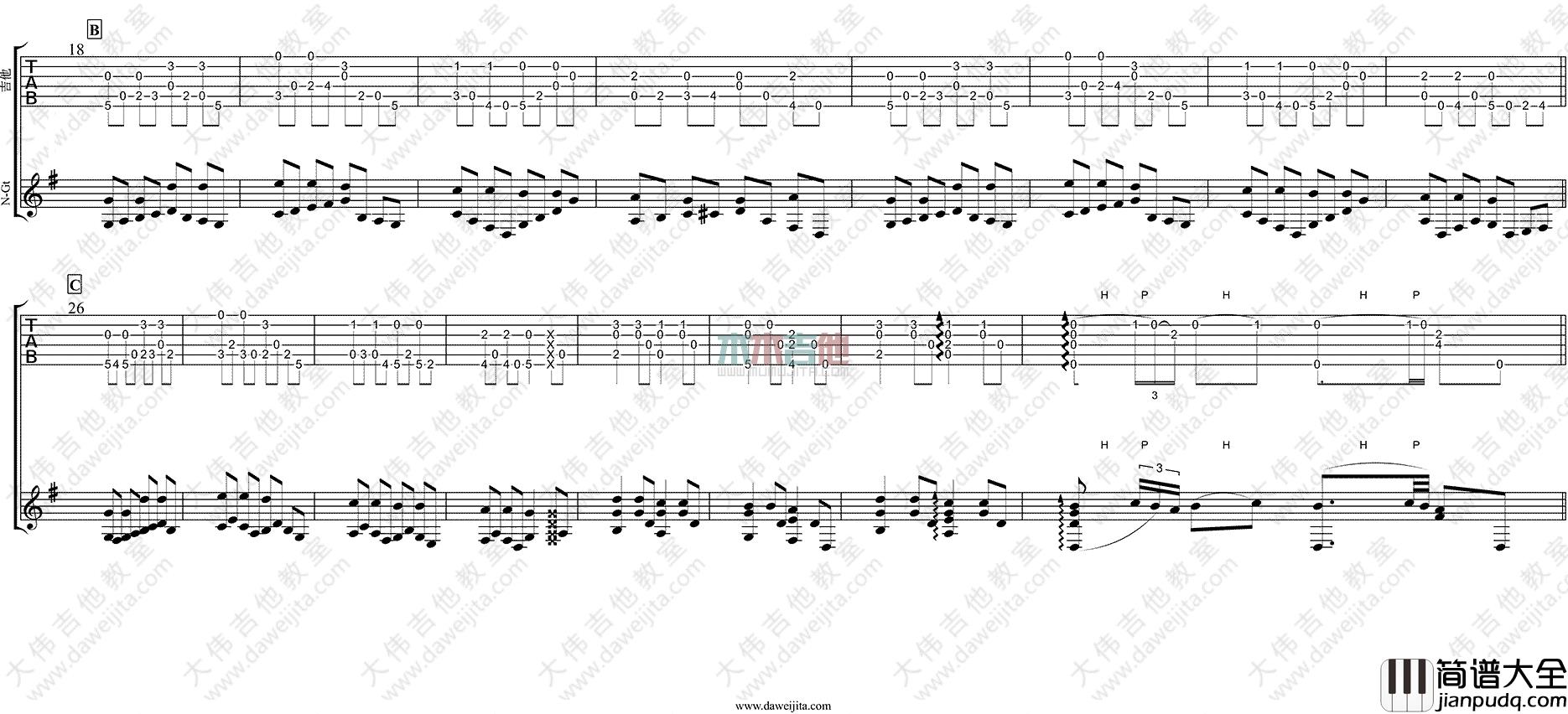 Sandra,Bae_小星星变奏曲_指弹__吉他谱(G调)_Guitar_Music_Score
