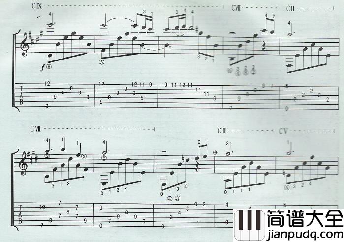 卡伐蒂娜|吉他谱|图片谱|高清|世界名曲
