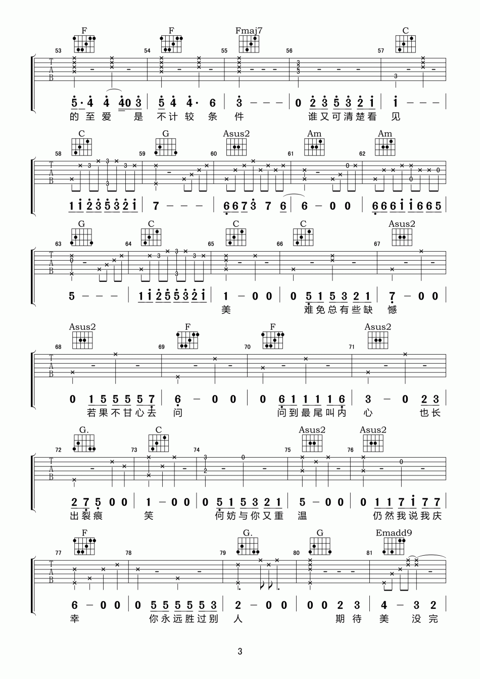 陈奕迅_无条件_Live_2015__吉他谱_Guitar_Music_Score