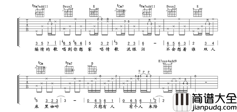 许飞_淡淡的歌_吉他谱