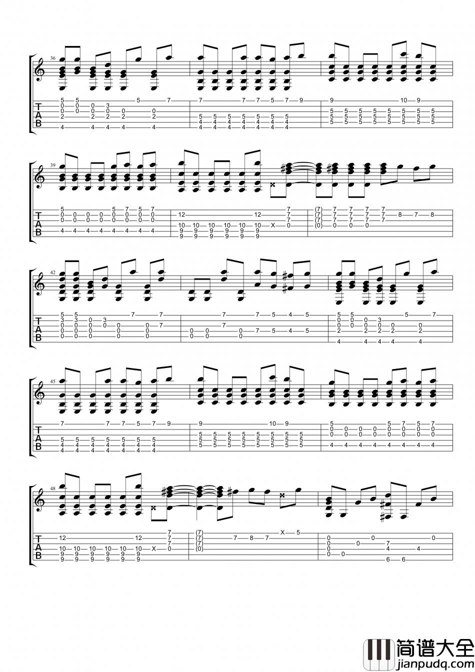 魏如昀_听见下雨的声音_指弹__吉他谱_Guitar_Music_Score
