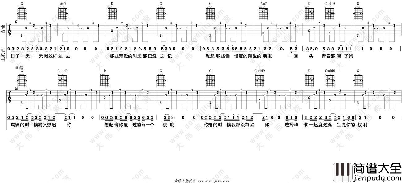 狗日的青春吉他谱_贰佰_吉他弹唱教学视频