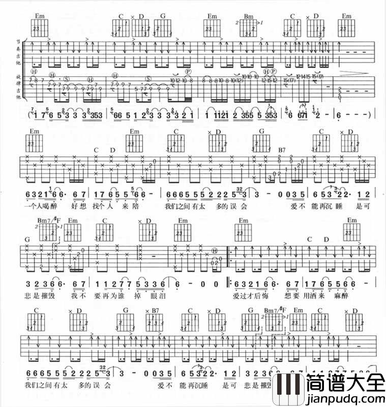 你到底爱谁（风华版）|吉他谱|图片谱|高清|刘嘉亮