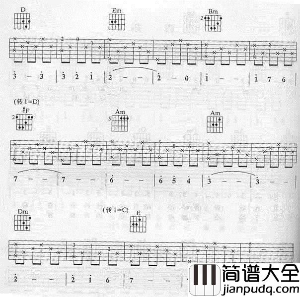 铁窗|吉他谱|图片谱|高清|许美静