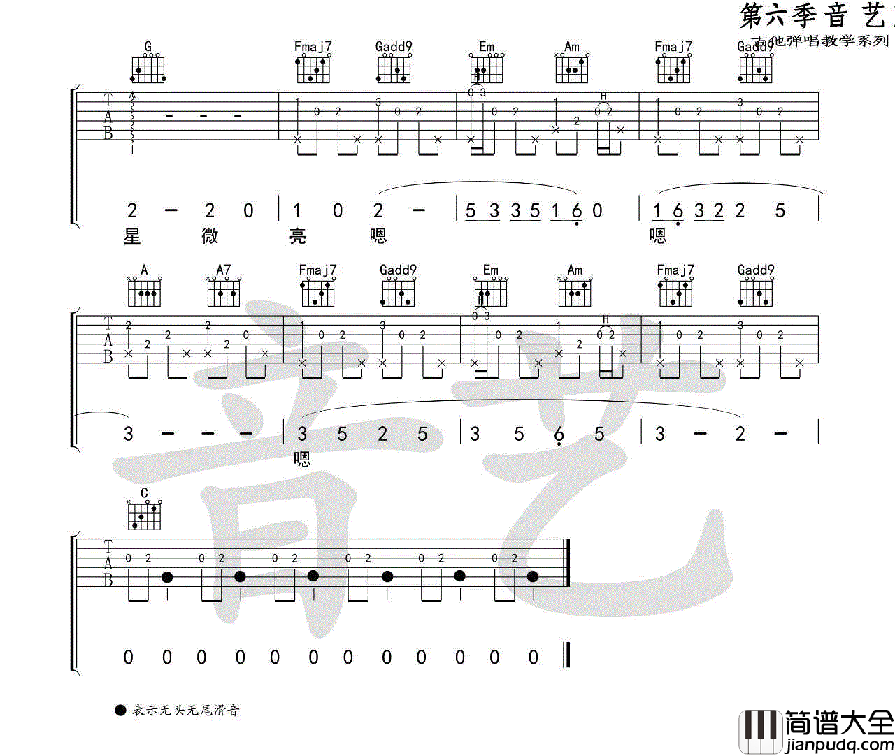 船子_陈鸿宇_C调六线谱完整版_吉他谱_陈鸿宇_吉他图片谱_高清