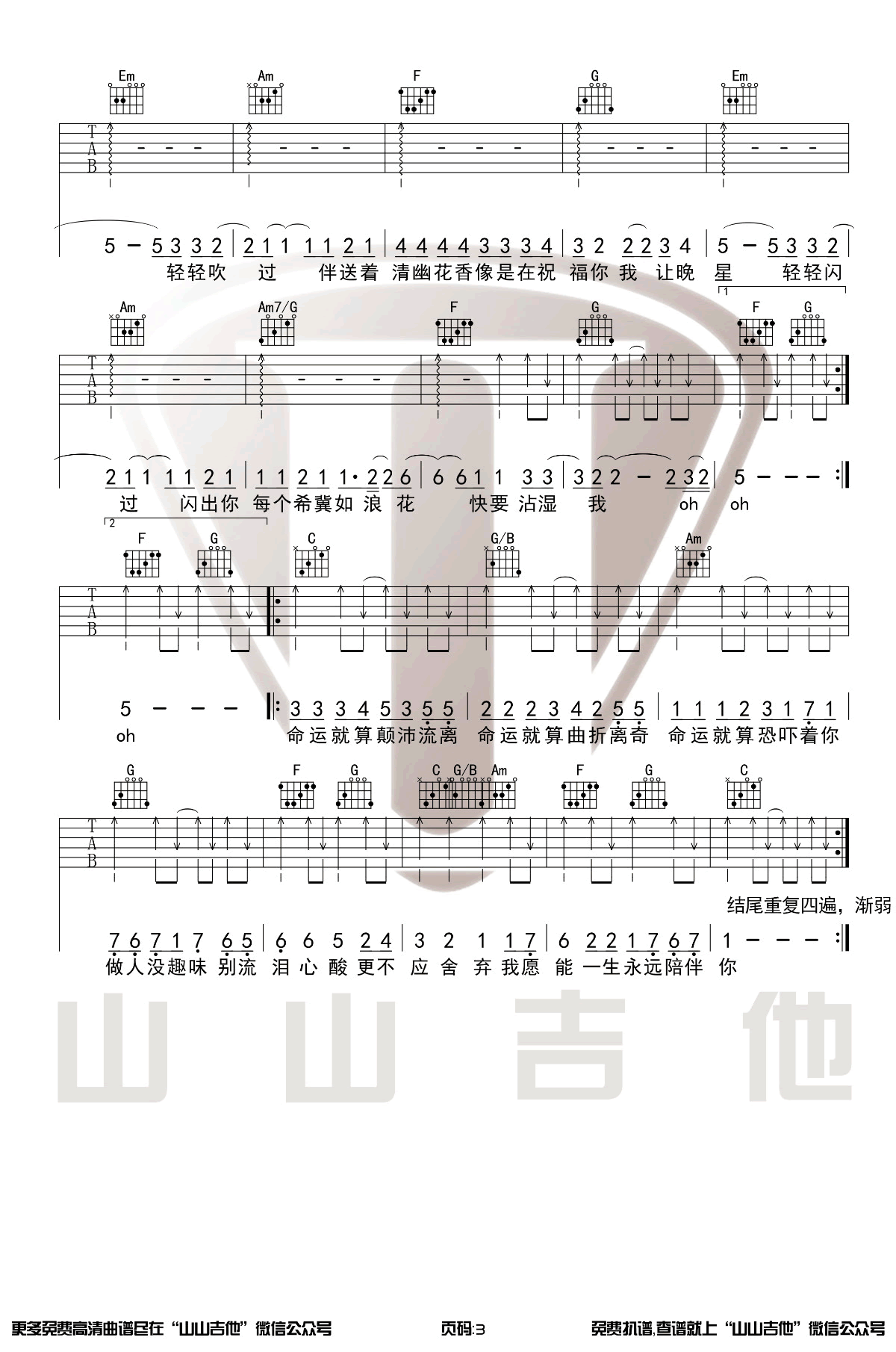 李克勤_红日_吉他谱