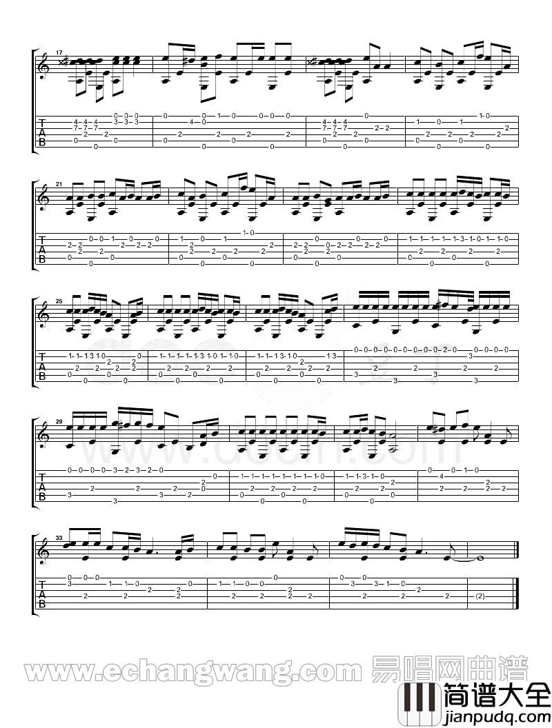 愤怒的小鸟吉他谱指弹版_动漫游戏_Angry_Birds_背景音乐