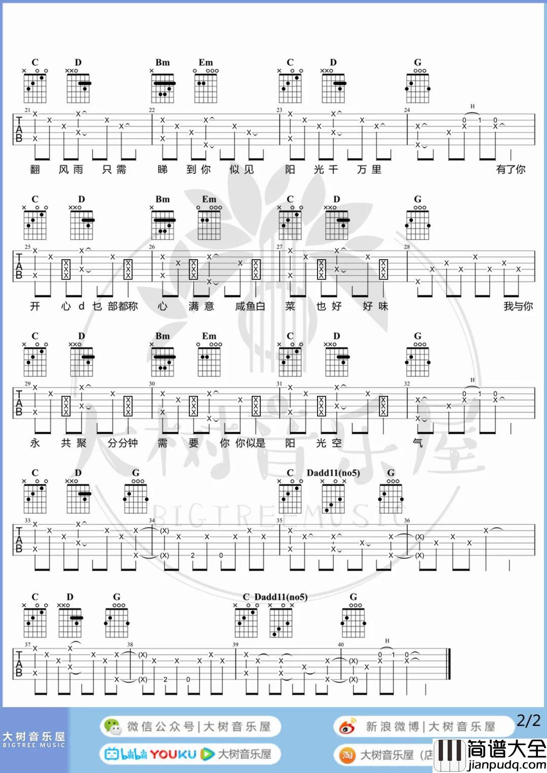 林子祥,林忆莲_分分钟需要你_吉他谱(G调)_Guitar_Music_Score