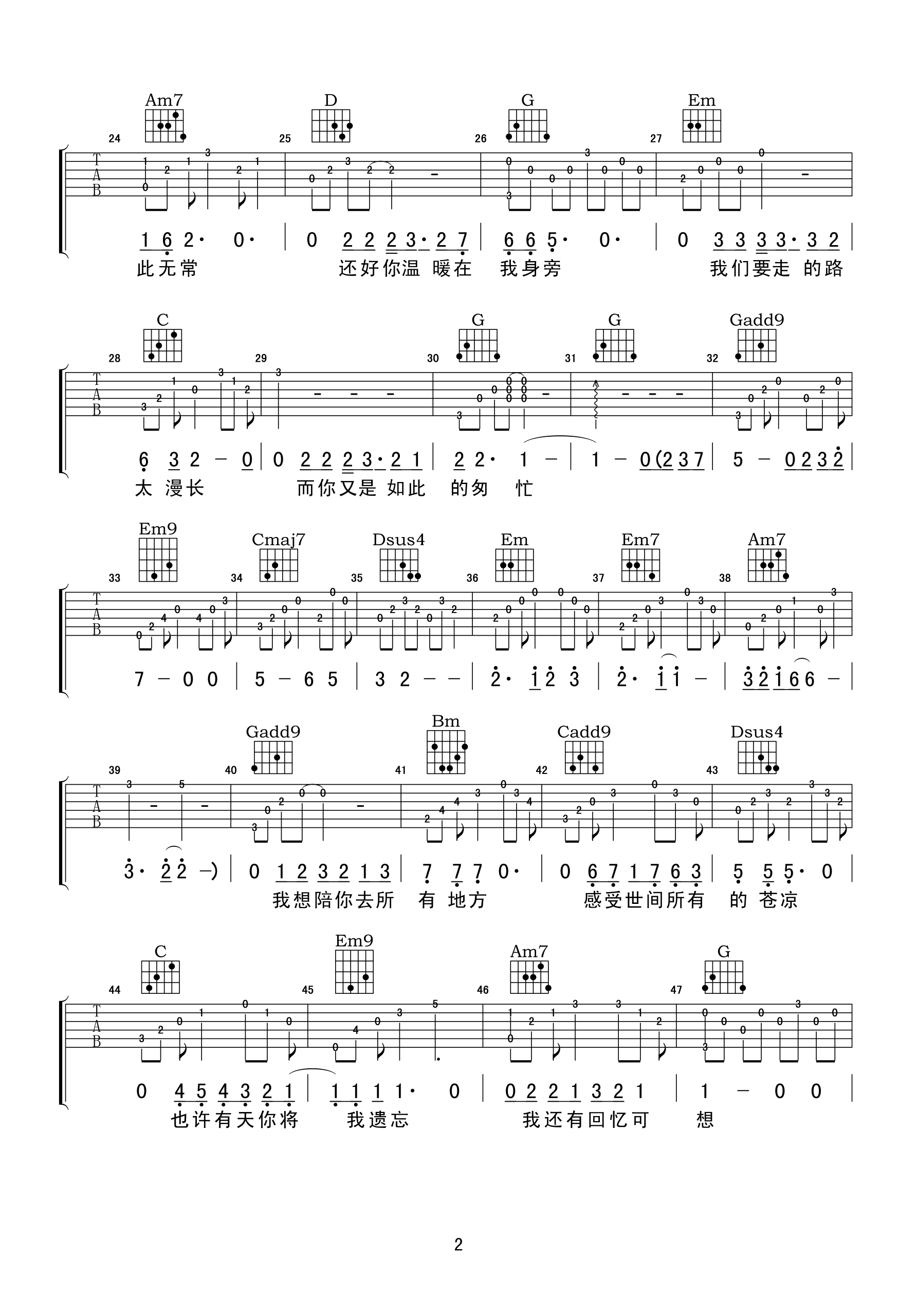 品冠_还好有你_吉他谱_Guitar_Music_Score