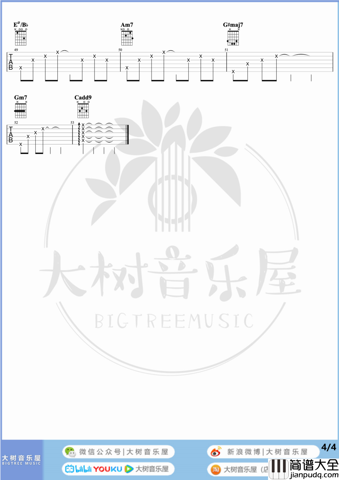 爱我别走吉他谱_张震岳/周杰伦_C调六线谱/和弦谱_吉他弹唱教学