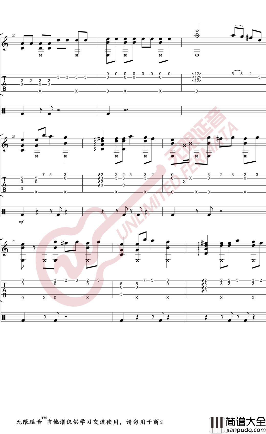 抖音神曲BGM_黑人抬棺_指弹谱_原版吉他独奏谱