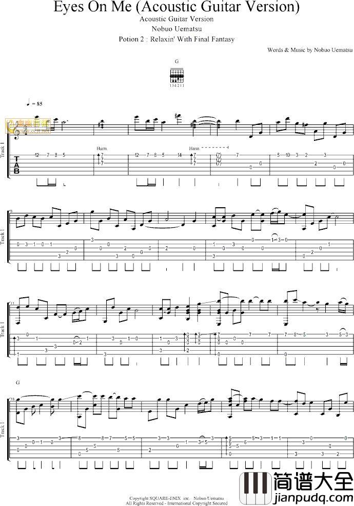 Eyes_On_Me_(Acoustic_Guitar_Version)|吉他谱|图片谱|高清|韩日剧