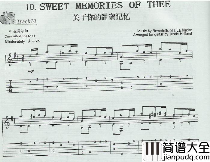 关于你的甜蜜记忆|吉他谱|图片谱|高清|世界名曲