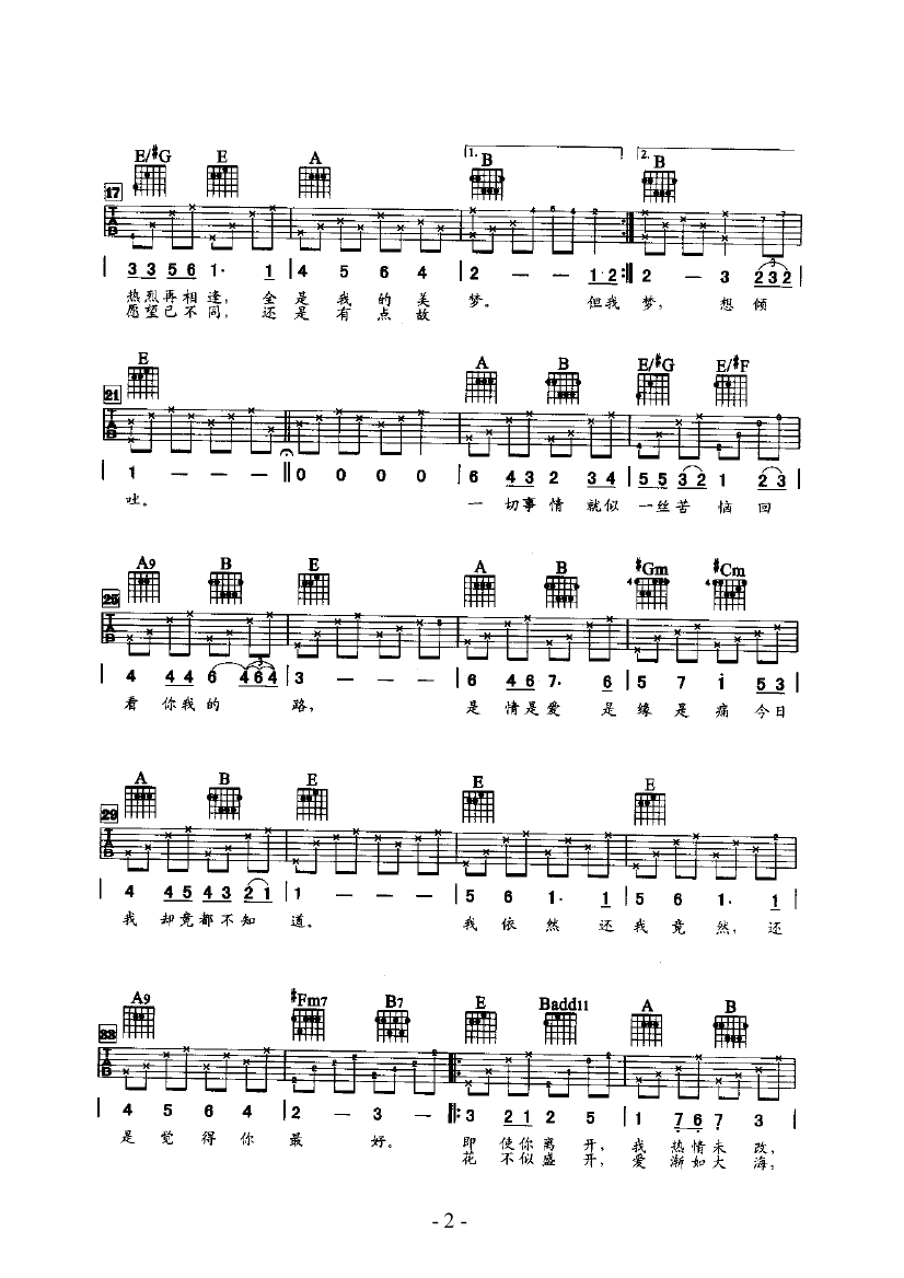 张学友_还是觉得你最好_吉他谱_Guitar_Music_Score