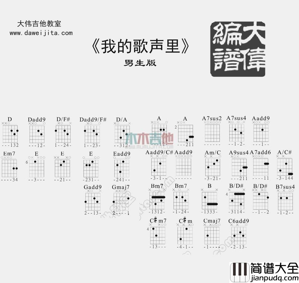 李代沫_我的歌声里_吉他谱_Guitar_Music_Score