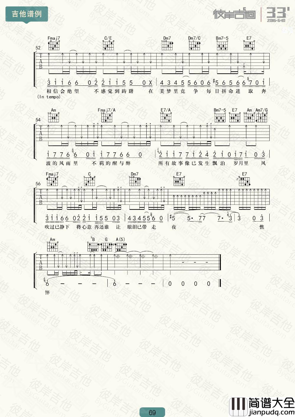 李克勤_友情岁月_吉他谱_Guitar_Music_Score