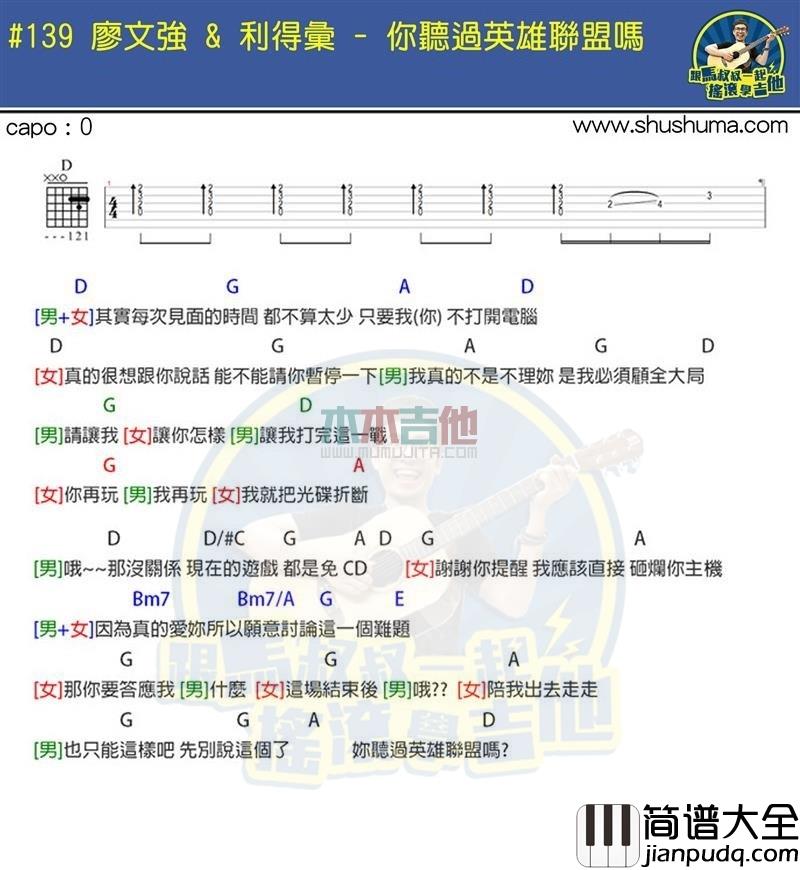 廖文强,利得汇_你听过英雄联盟吗_吉他谱_Guitar_Music_Score
