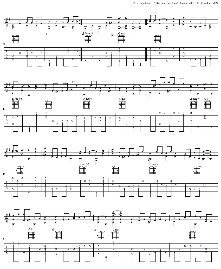 表演者|精心制作|吉他谱|图片谱|高清|S·乔普林（S·JOPLIN）