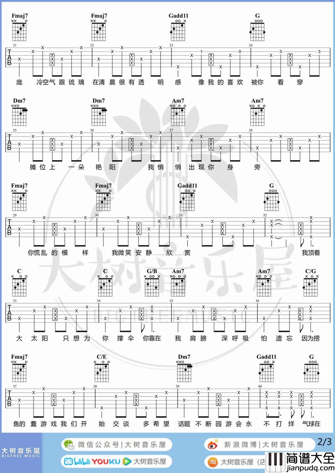 周杰伦_园游会_吉他谱(C调)_Guitar_Music_Score