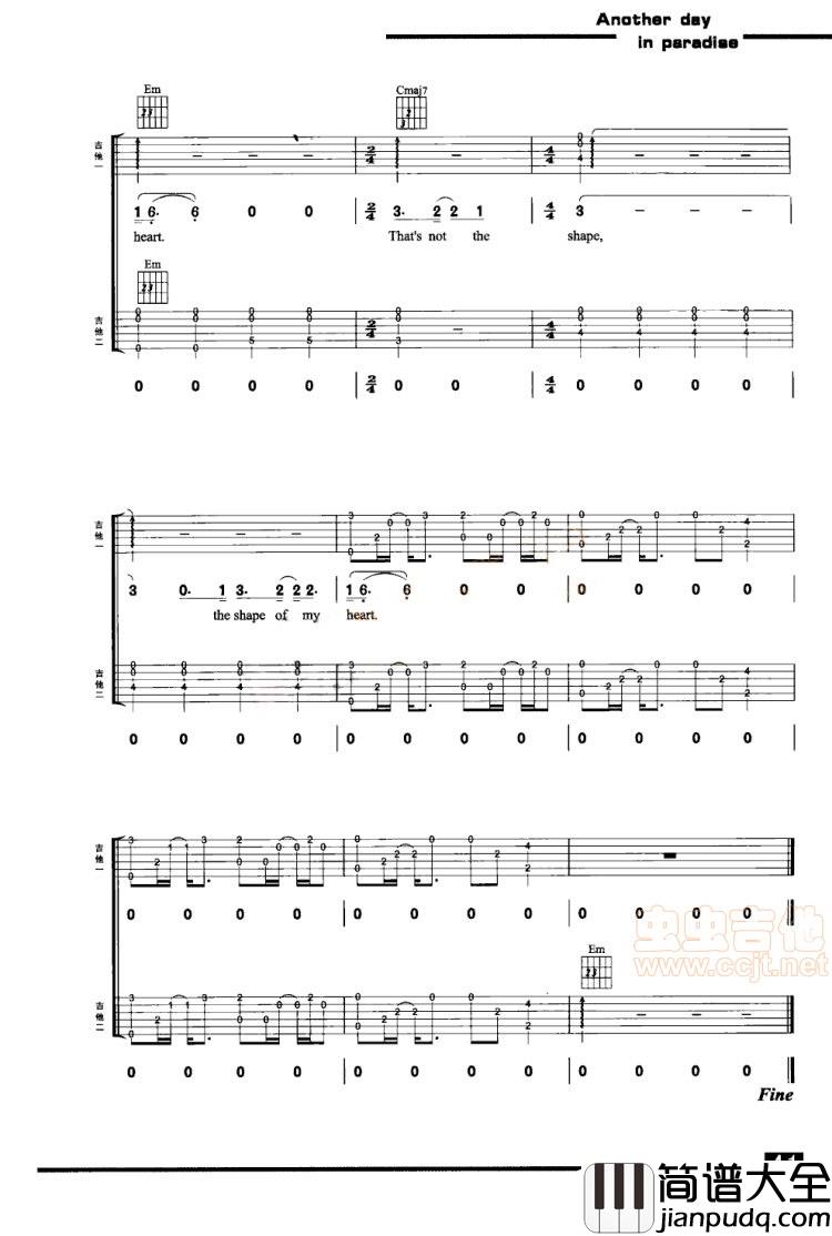Shape_of_My_Heart_|电影_这个杀手不太冷_主题曲|吉他谱|图片谱|高清|这个杀手不太冷
