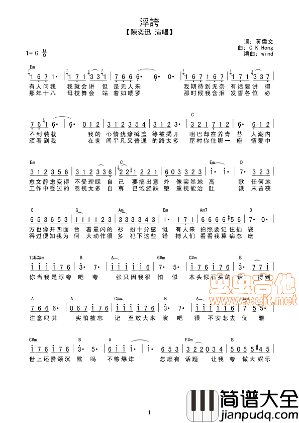 陈奕迅|_浮夸_|吉他谱|图片谱|高清|陈奕迅