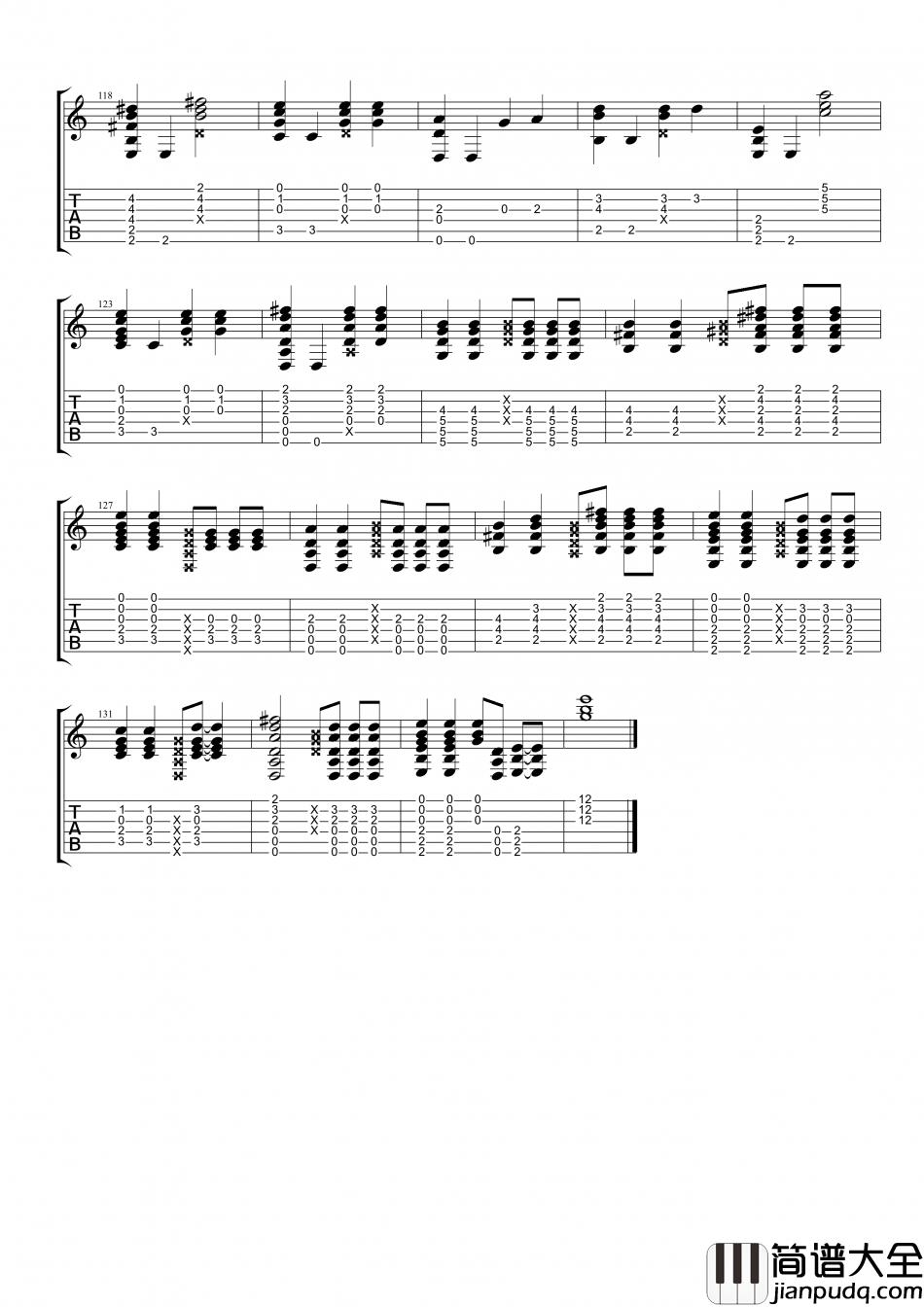 丁当_手掌心_指弹__吉他谱_Guitar_Music_Score