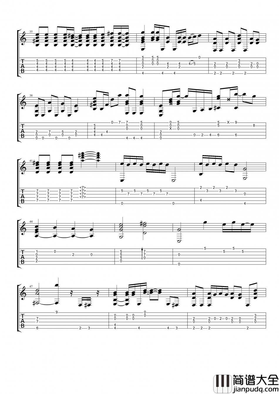 杨丞琳_勇敢很好_指弹__吉他谱_Guitar_Music_Score